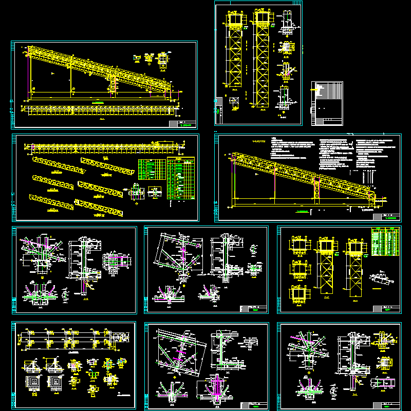 钢通廊结构设计CAD施工图纸(建筑立面图)(dwg)(独立基础)