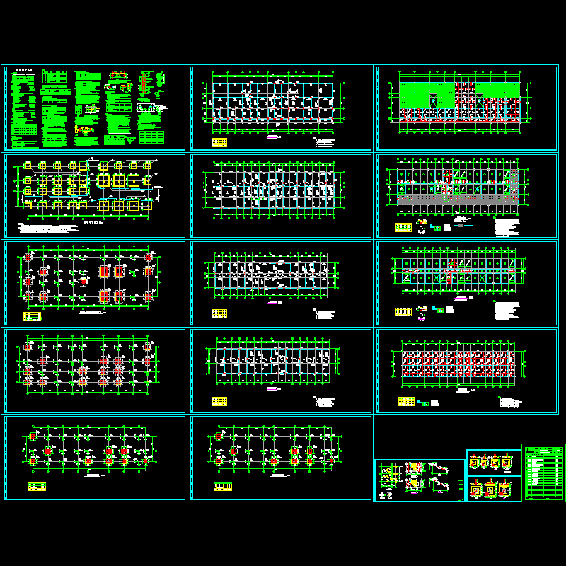 框架办公车库综合楼结构CAD施工图纸(dwg)(独立基础)