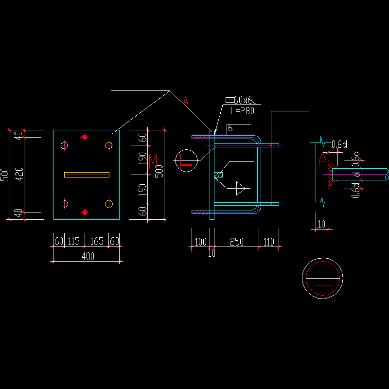 柱顶预埋铁节点构造CAD详图纸（1）(dwg)