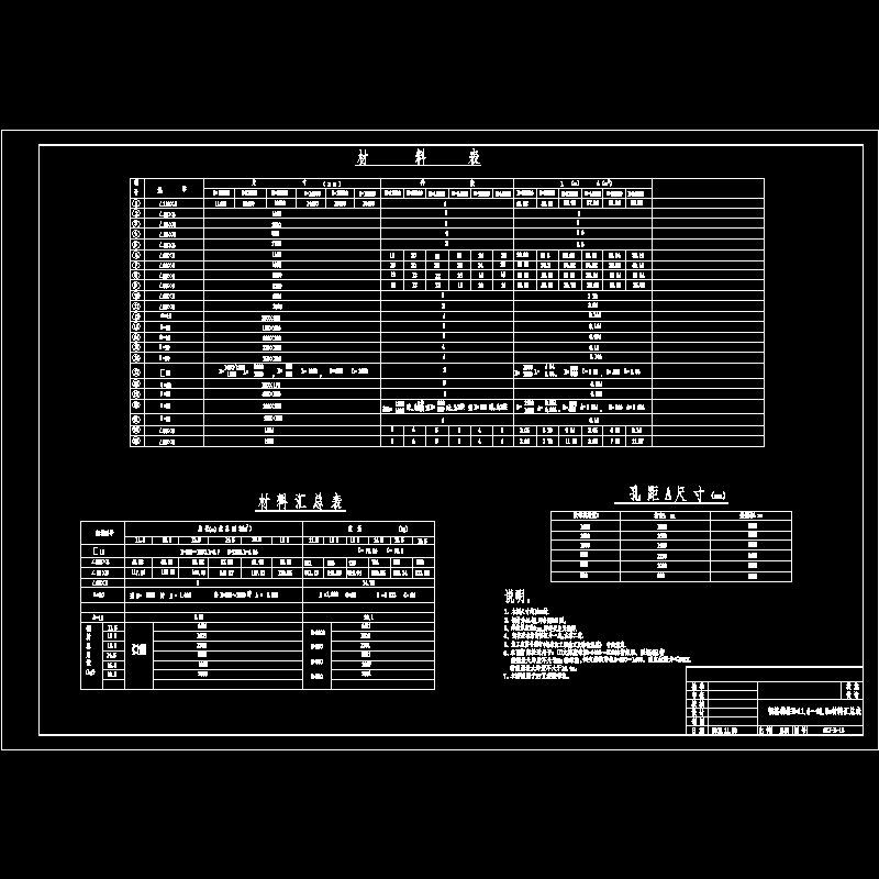 钢格构柱H=11.5～16.5m材料汇总表(CAD图纸)(dwg)