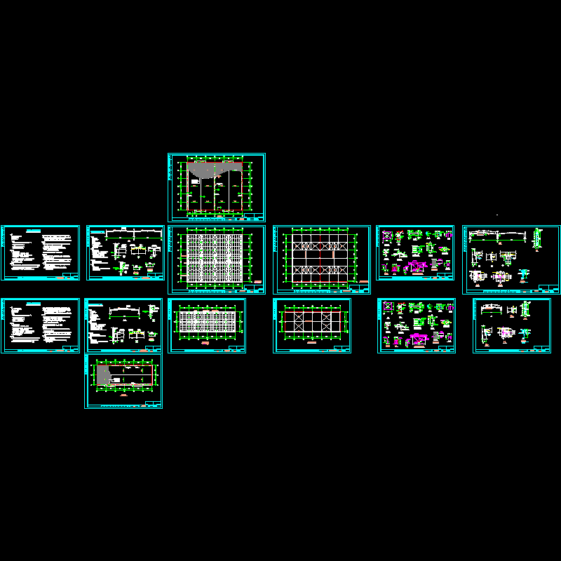 21米跨钢结构厂房结构CAD施工图纸(dwg)(二级结构安全)