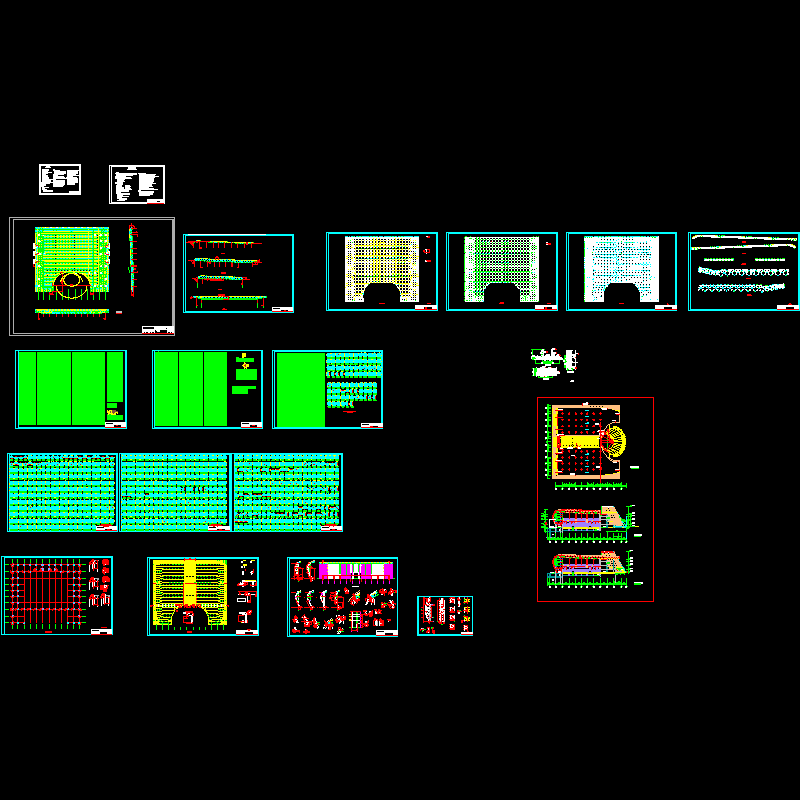 体育馆结构设计CAD施工大样图(dwg)(8度抗震)(二级结构安全)