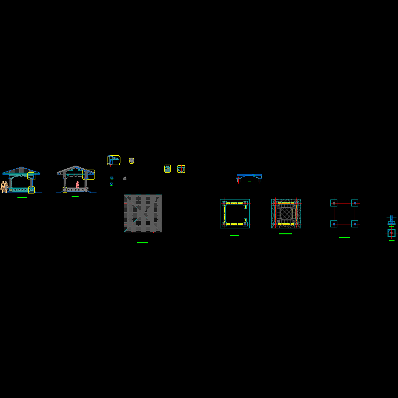 欧式方亭施工CAD详大样图(屋顶平面图)(dwg)