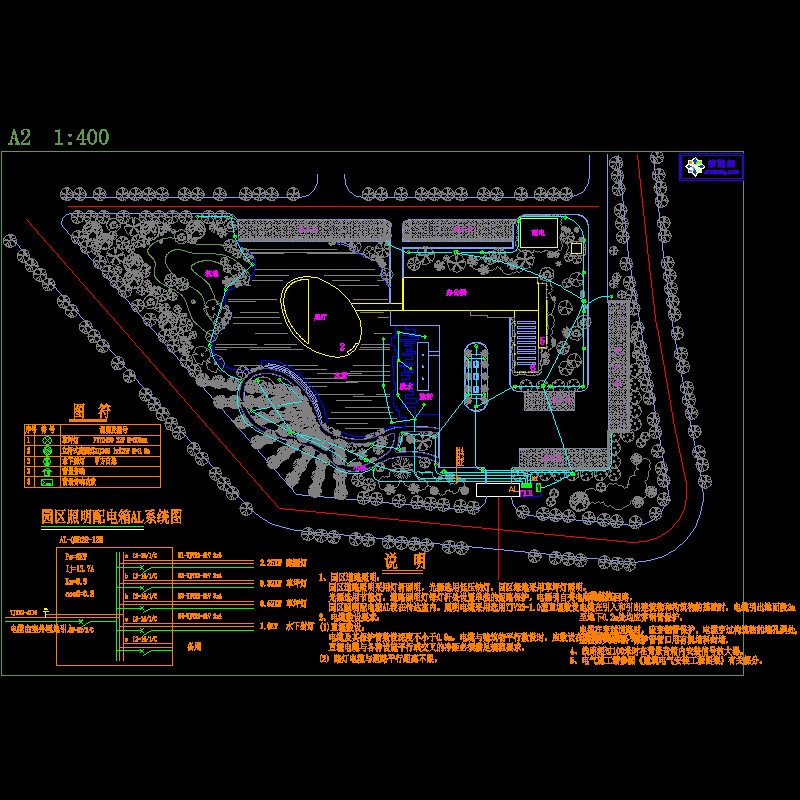 园区电气照明平面CAD图纸(dwg)