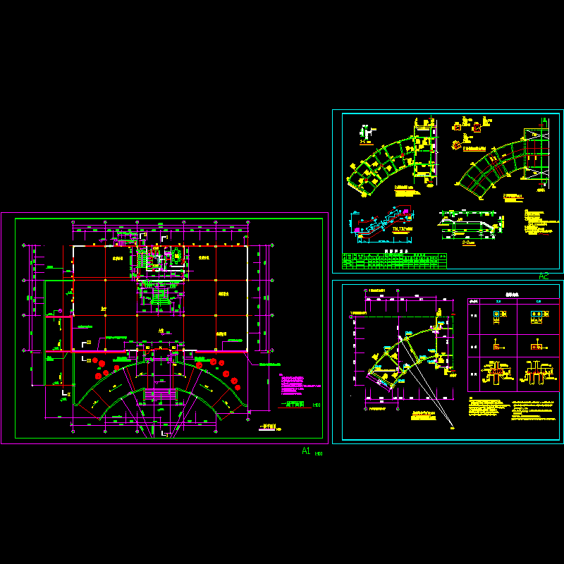 入口车道结构CAD施工图纸(梁钢筋图)(dwg)