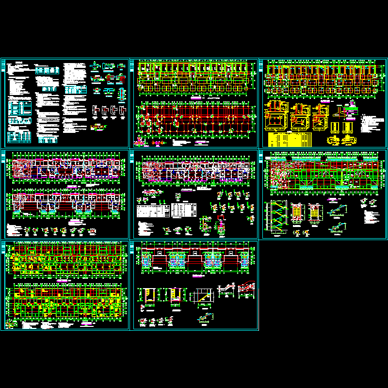 6层底框住宅楼结构CAD施工图纸(dwg)
