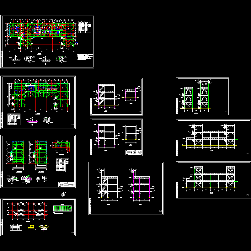 3层钢框架厂房结构设计CAD施工图纸(dwg)(独立基础)