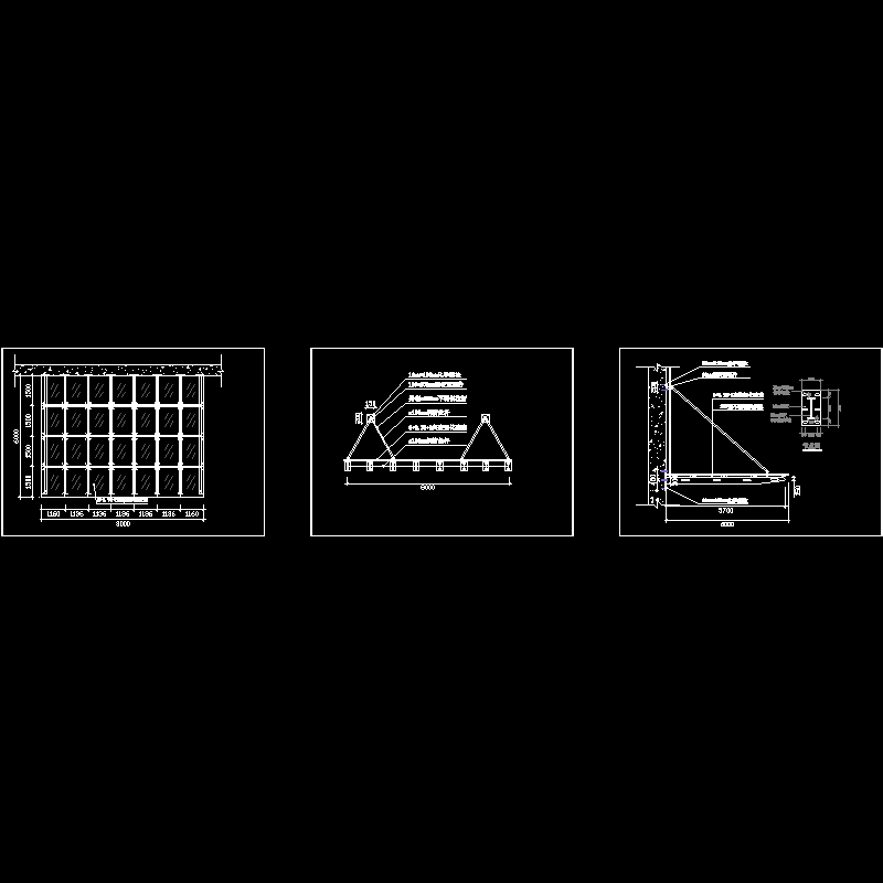 点式雨篷结构设计CAD图纸(平面布置图)(dwg)