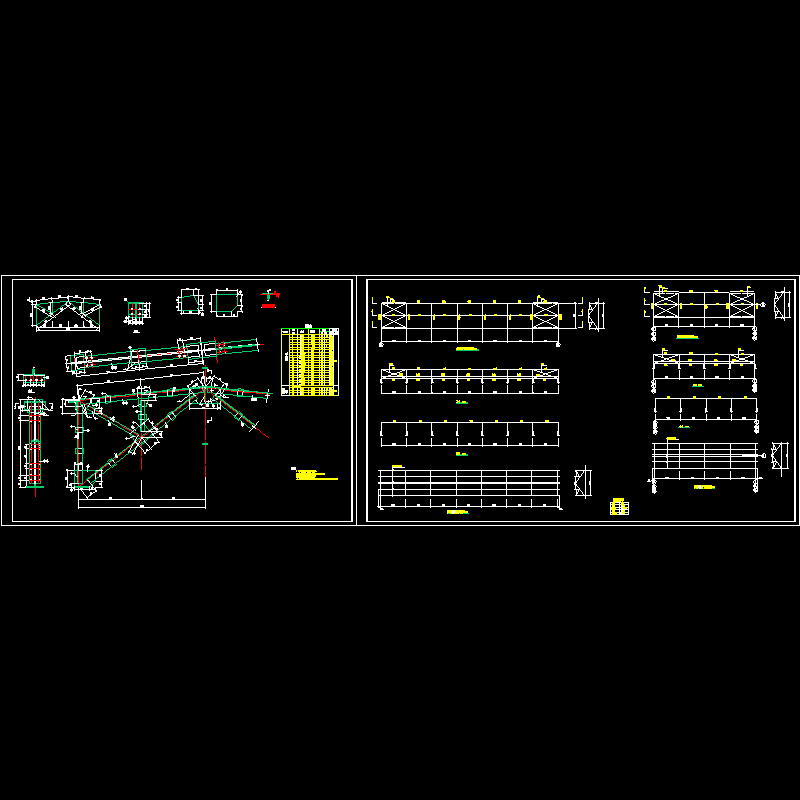 6米跨钢天窗架节点构造CAD详图纸(dwg)