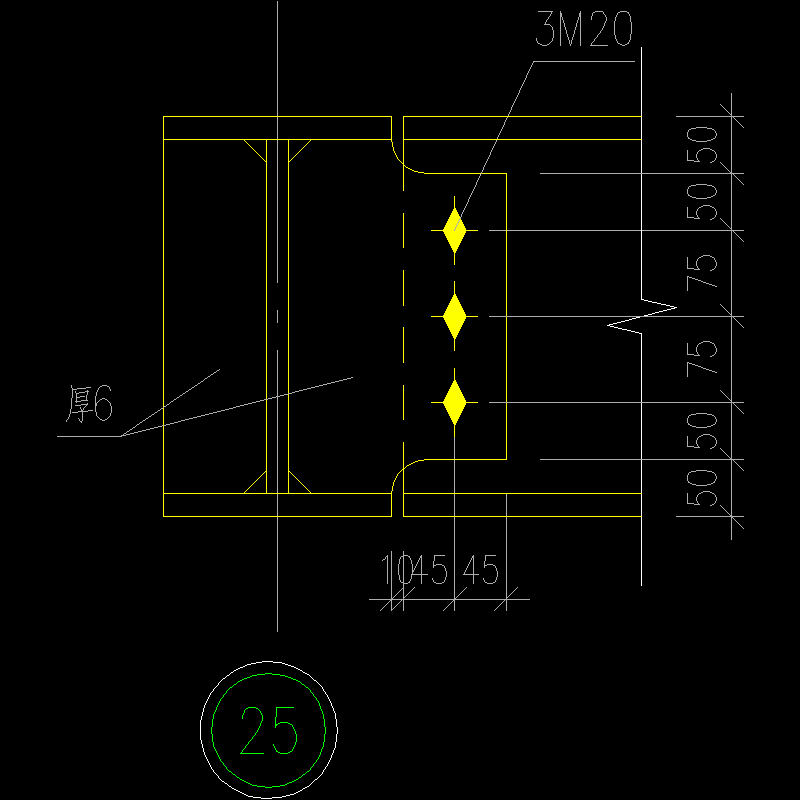 350梁梁连接节点构造CAD详图纸（等高）(dwg)