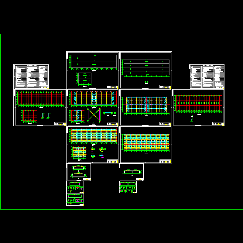 36米两连跨钢屋盖厂房结构CAD施工图纸(dwg)(6度抗震)(独立基础)
