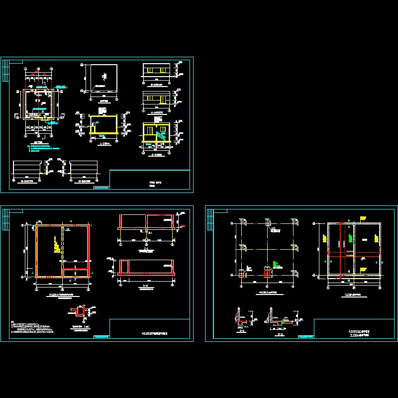水池泵房结构设计CAD施工图纸(dwg)