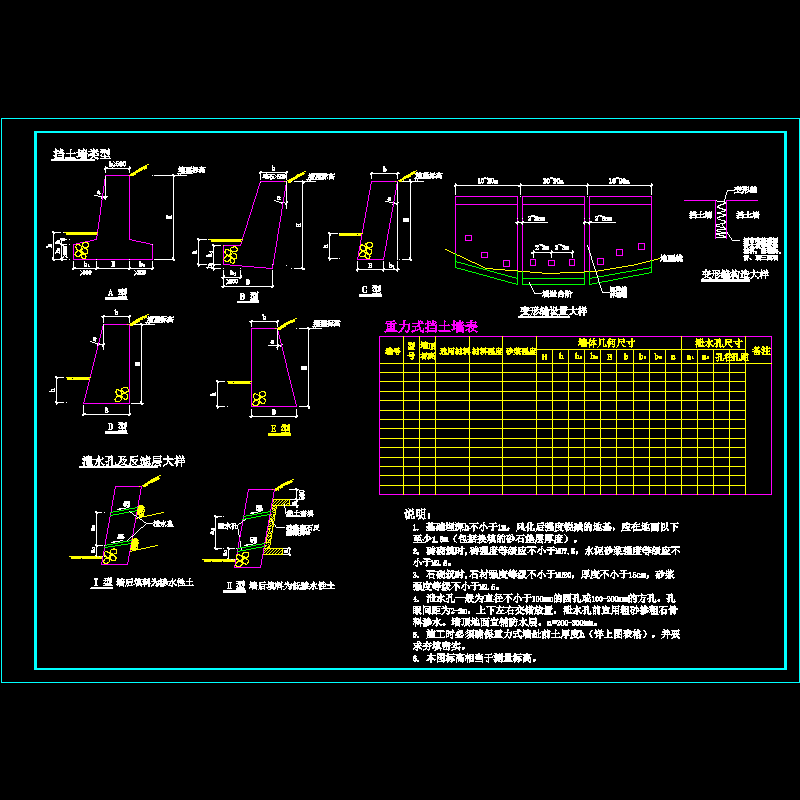 重力式挡土墙图纸 - 1
