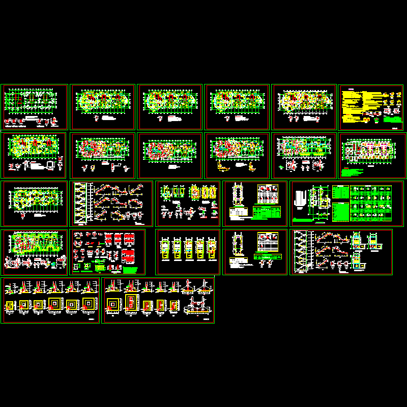 框架-剪力墙结构全套CAD施工图纸(dwg)