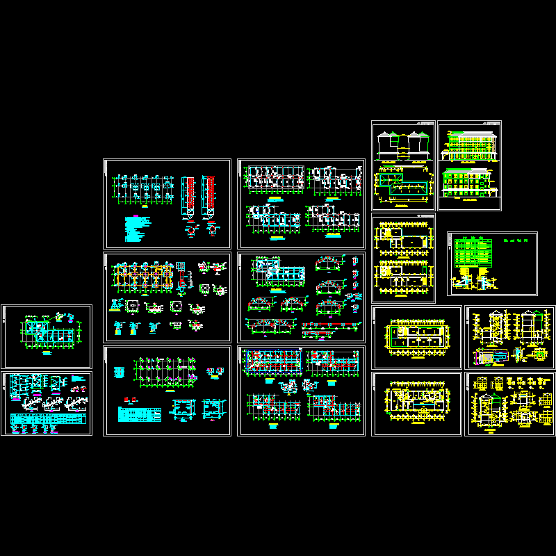 银行分行建筑结构设计CAD图纸(dwg)