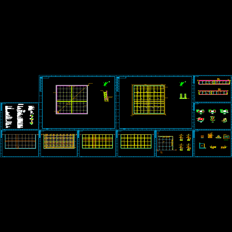 矩形水池结构设计CAD施工图纸(dwg)(6度抗震)