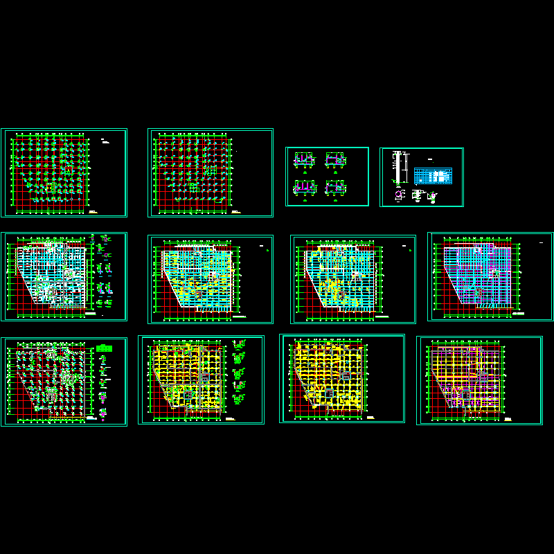 大厦地下室部分结构CAD施工图纸(dwg)(桩基础)(二级结构安全)