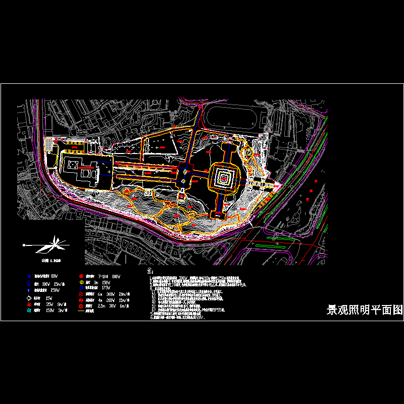 烈士陵园照明CAD图纸(dwg)