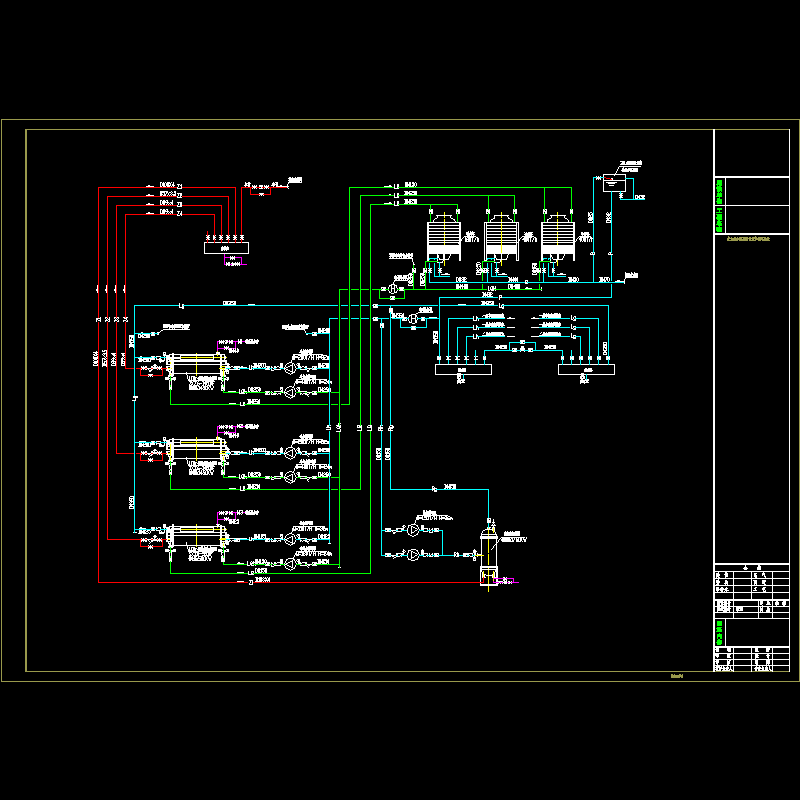 冷冻机房管道流程CAD图纸(dwg)