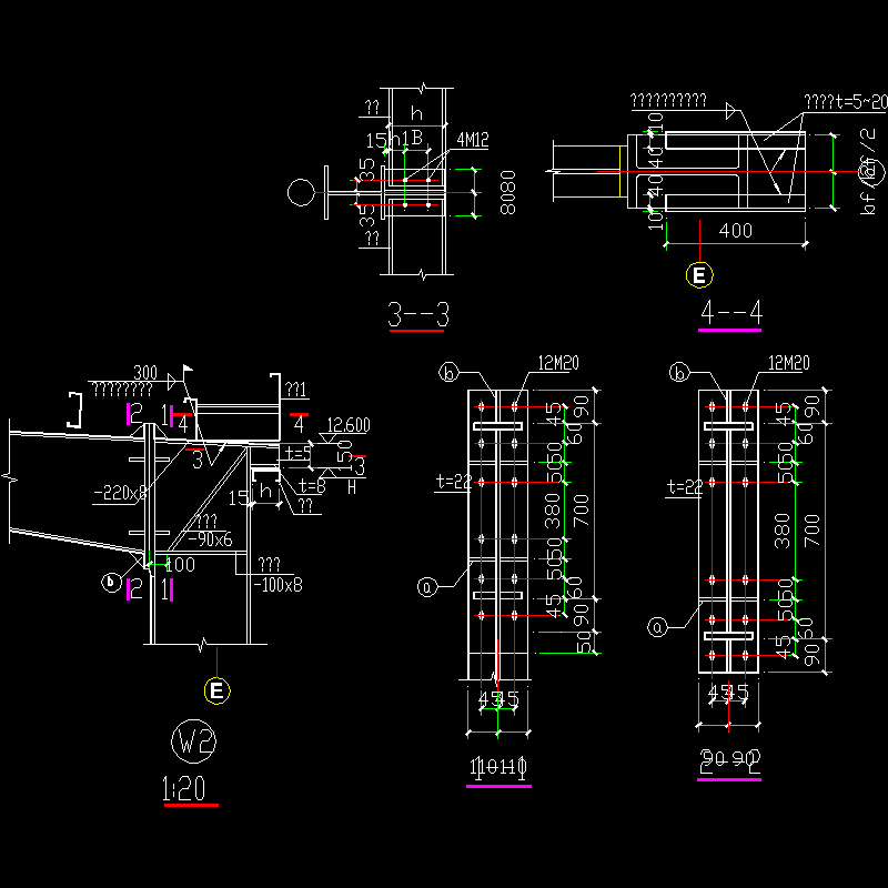 腹板连续节点构造CAD详图纸（一）(dwg)