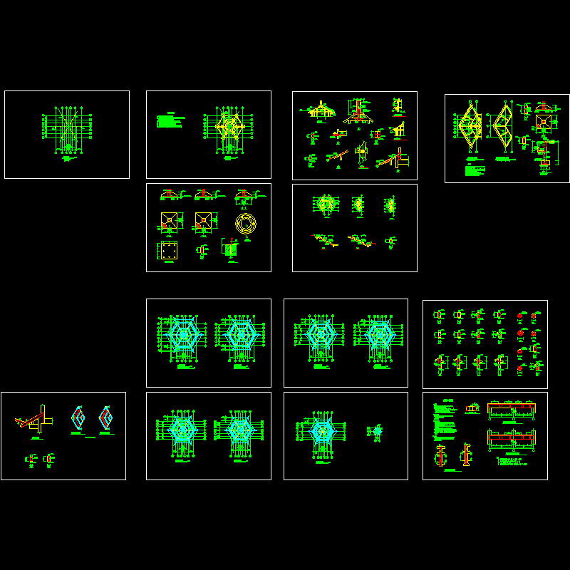 混凝土仿古塔结构CAD图纸(dwg)