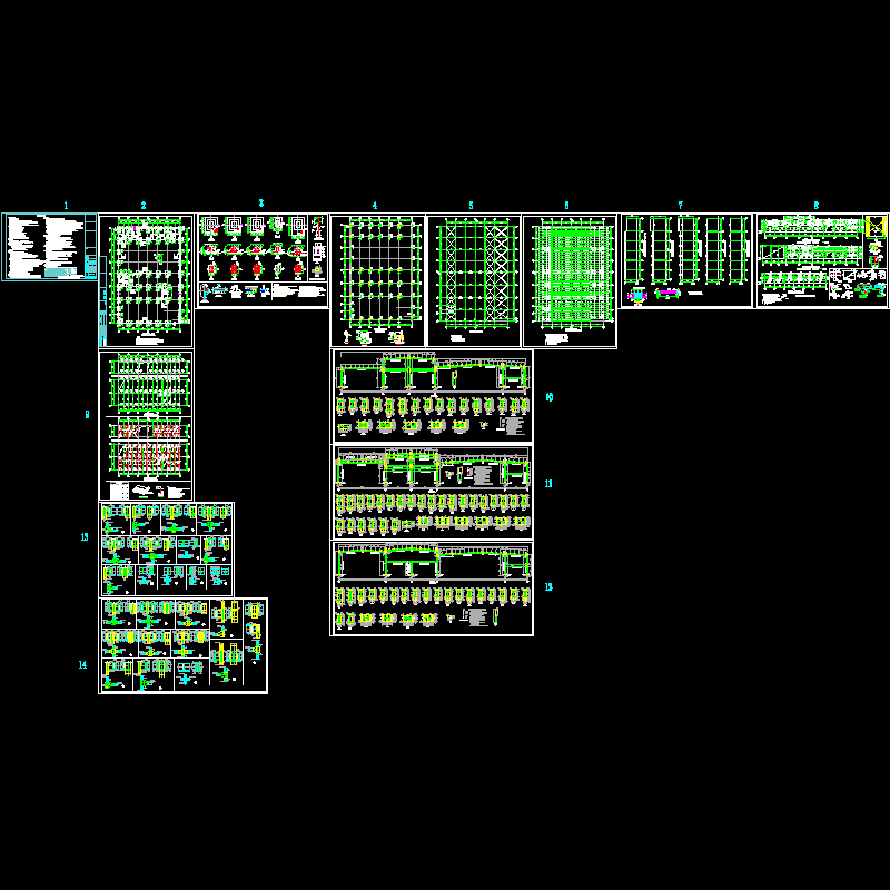 4S店维修车间及附属用房结构设计CAD施工图纸(dwg)(6度抗震)