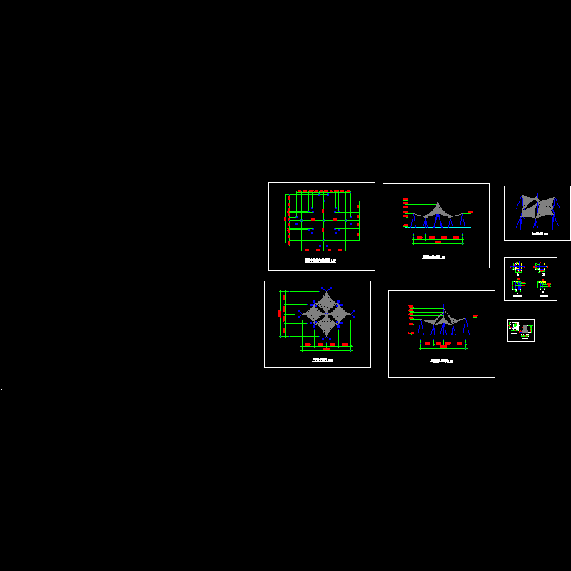 塑膜亭施工CAD详图纸(节点大样图)(dwg)