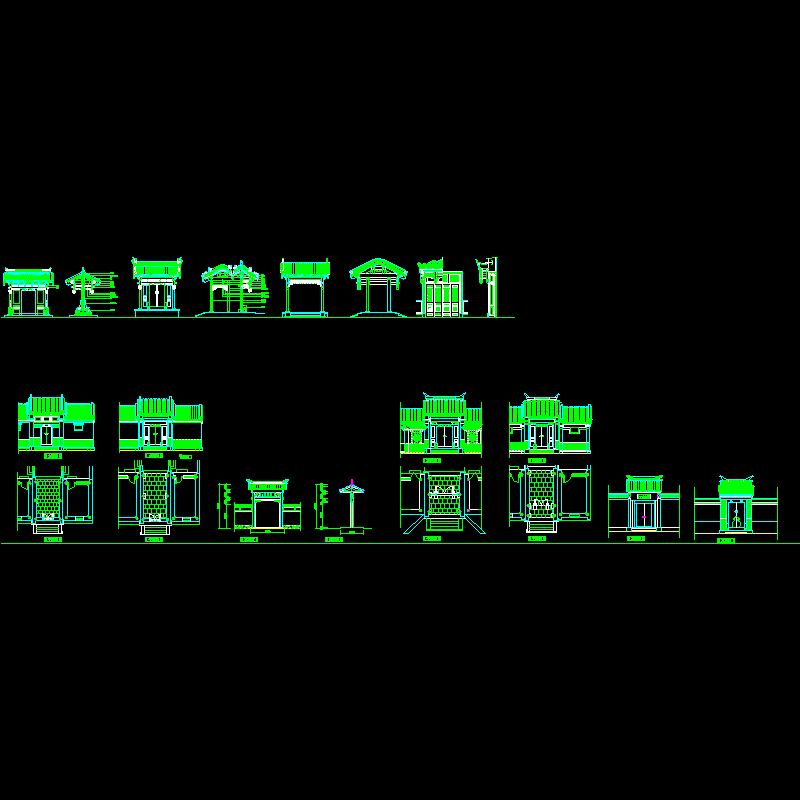 中式古典大门大样图纸_dwg格式CAD