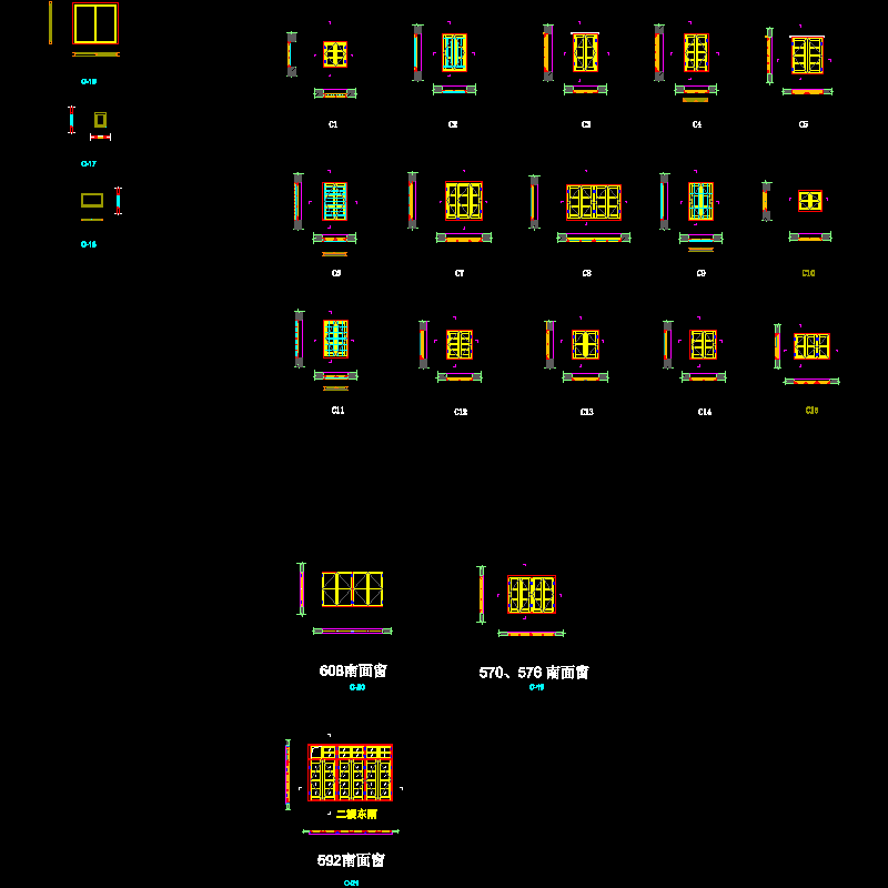 20套古建窗大样详图纸（dwg格式CAD）