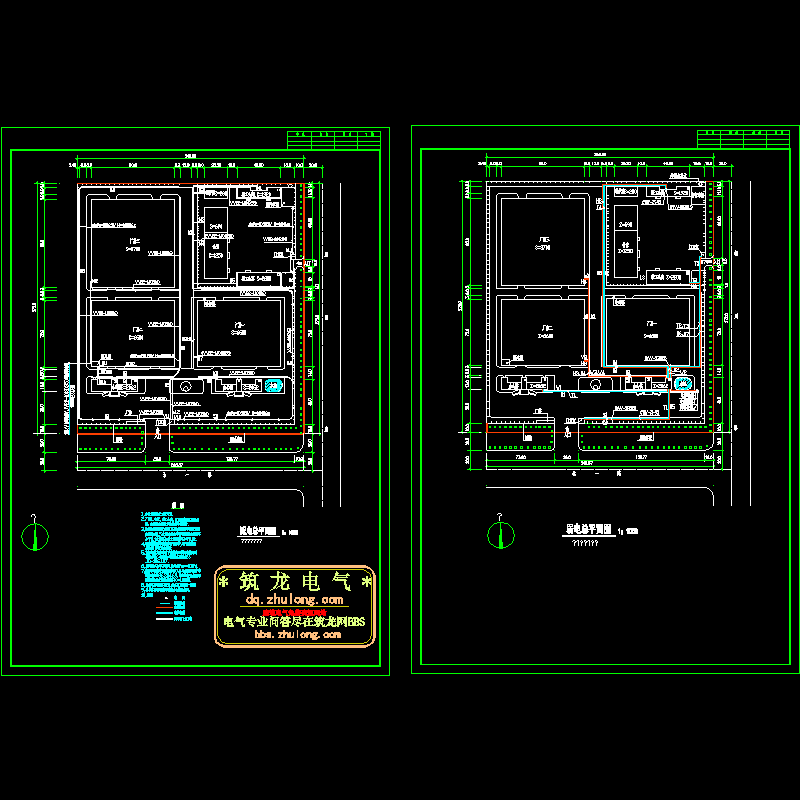 工业园总平面电气CAD图纸(职工公寓)(dwg)
