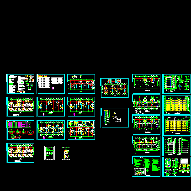 6层教学楼建筑施工CAD图纸(dwg)