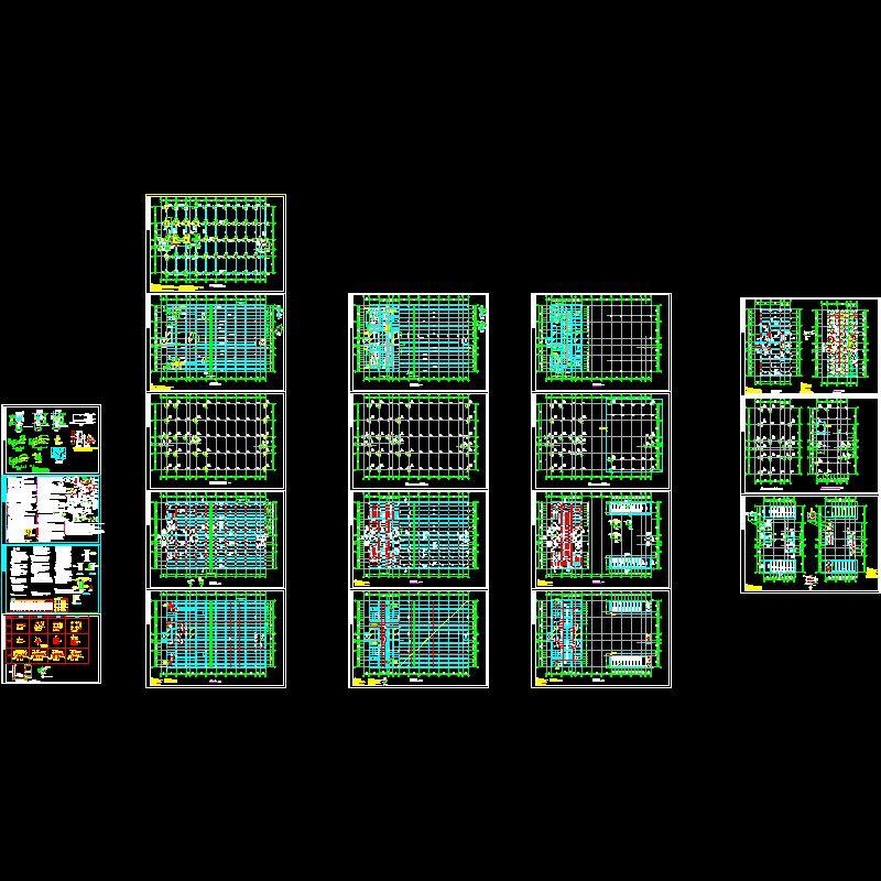 4层厂房结构CAD施工图全套图纸(dwg)(6度抗震)(丙级桩基础)(二级结构安全)