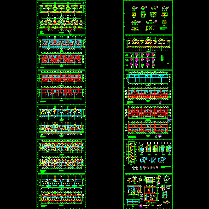 多层框架结构CAD施工图纸(平面布置图)(dwg)