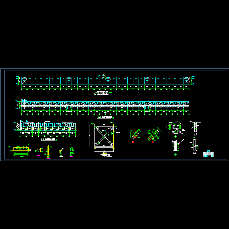 钢结构厂房柱间支撑节点CAD详图纸(dwg)