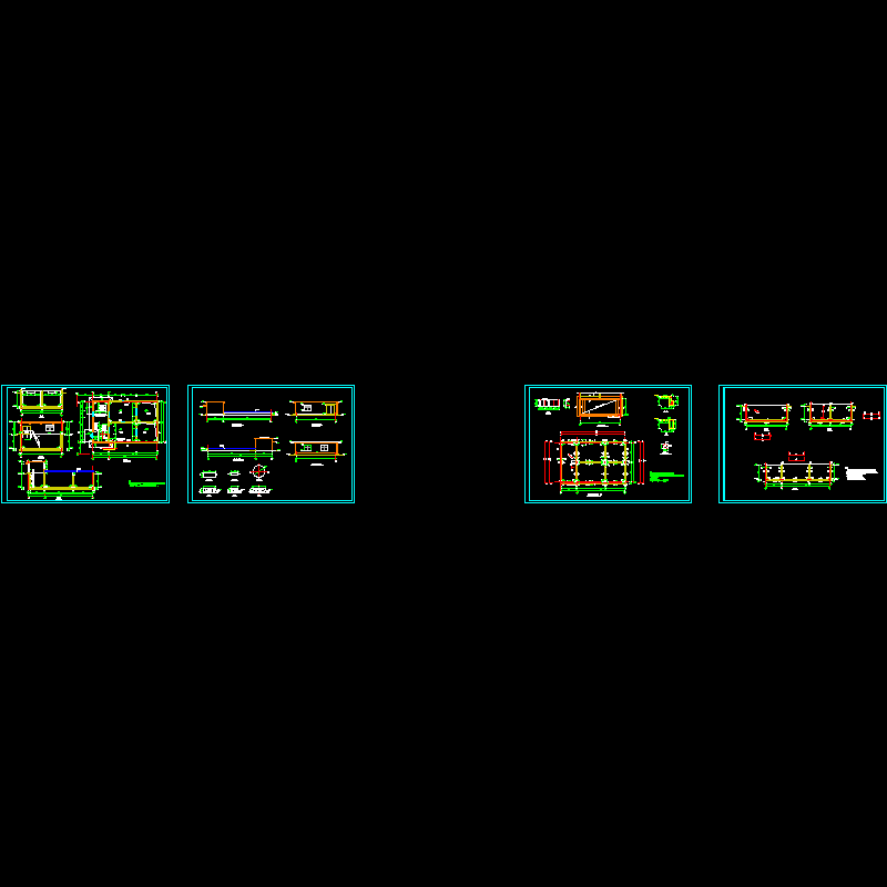 沉淀水池结构CAD施工图纸(dwg)(筏形基础)(二级结构安全)