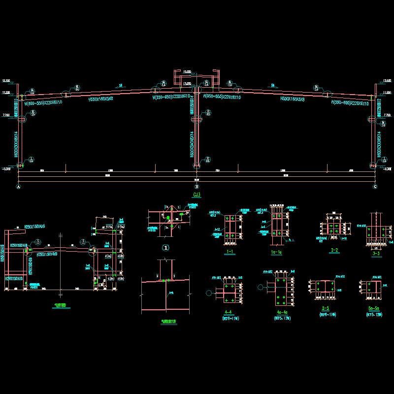 气楼构造CAD详图纸(dwg)