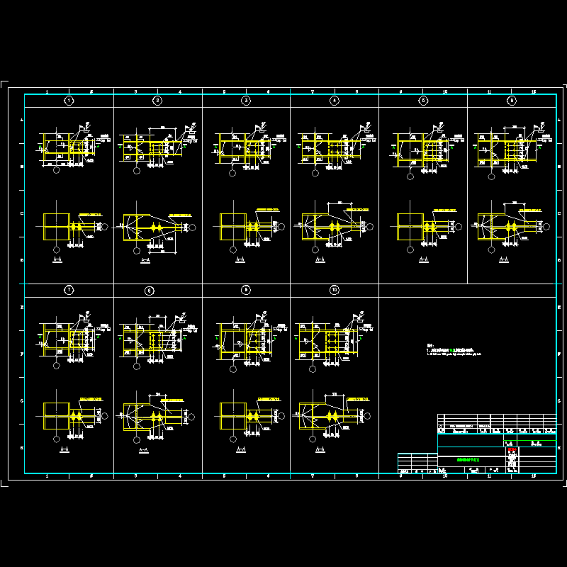 梁柱连接柱中节点构造CAD详图纸(1)(dwg)