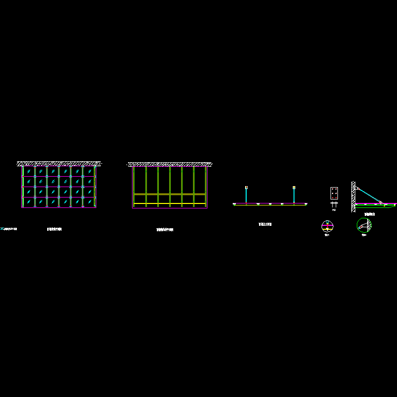 点玻式雨篷结构CAD施工图纸(dwg)(二级结构安全)