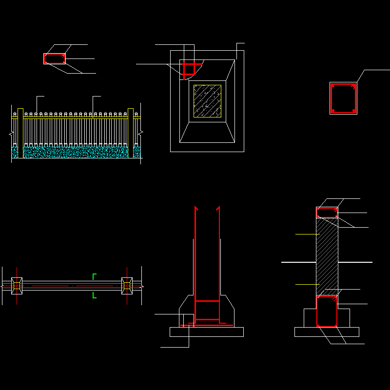 厂区围墙节点构造CAD详图纸(基础平面图)(dwg)