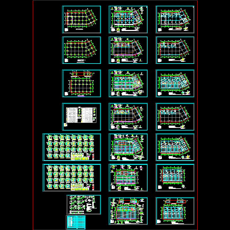 4层体育馆结构CAD施工图纸(dwg)(7度抗震)(二级结构安全)