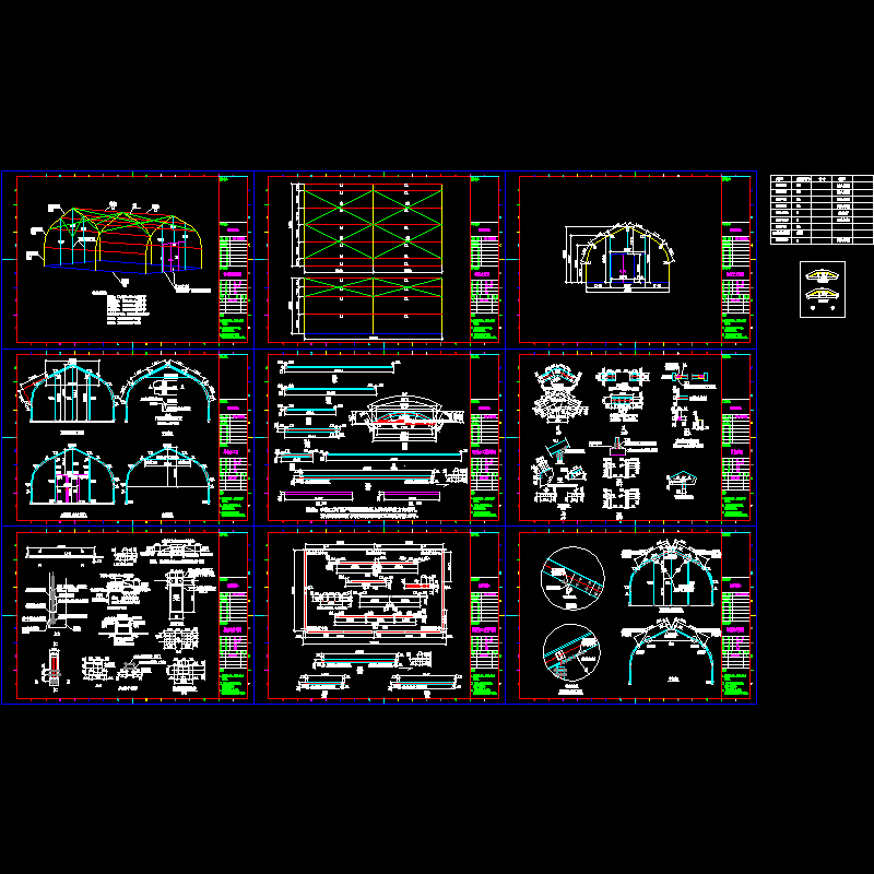 6米跨索膜厂房钢结构设计CAD图纸(dwg)