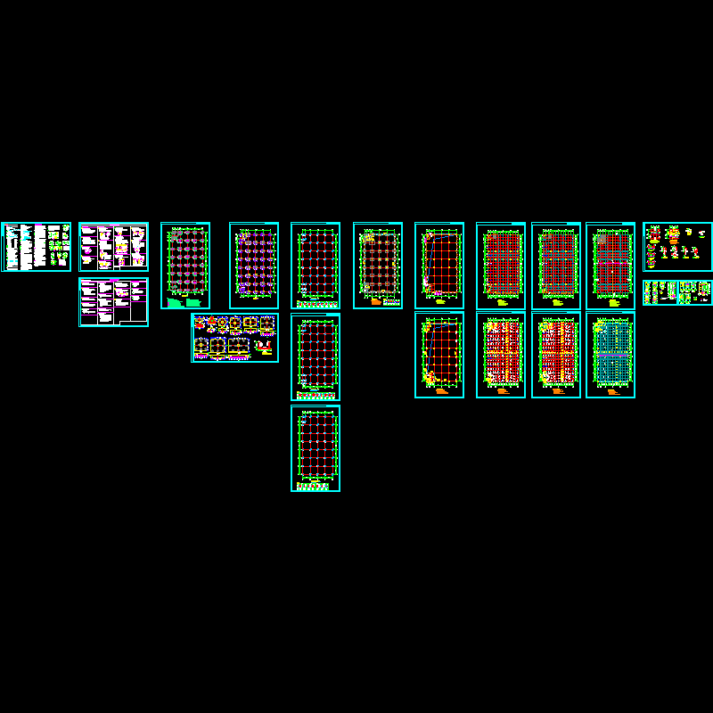 3层框架厂房结构CAD施工图纸(dwg)(6度抗震)(丙级桩基础)(二级结构安全)