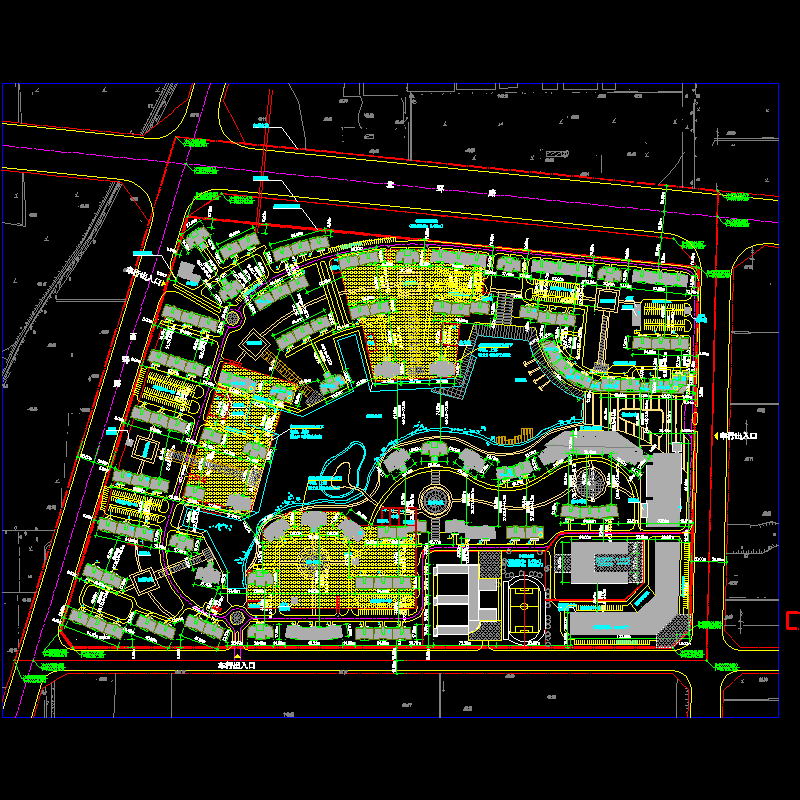 一张现代居住区平面CAD施工图纸(dwg)