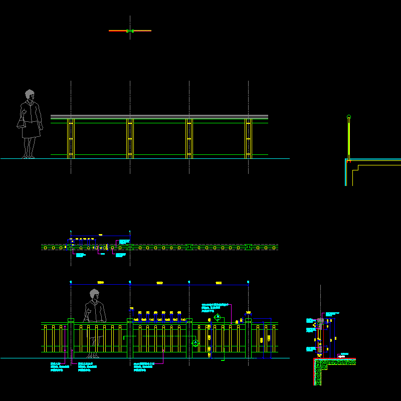 庭院栏杆施工CAD详图纸(dwg)