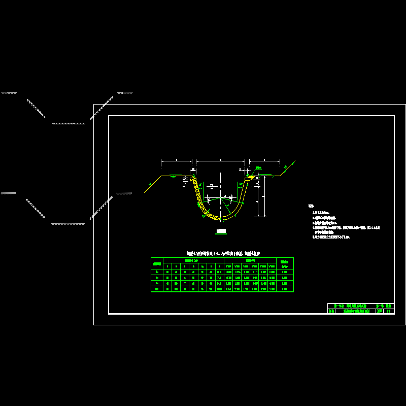 现浇U形衬砌渠道断面CAD图纸(dwg)