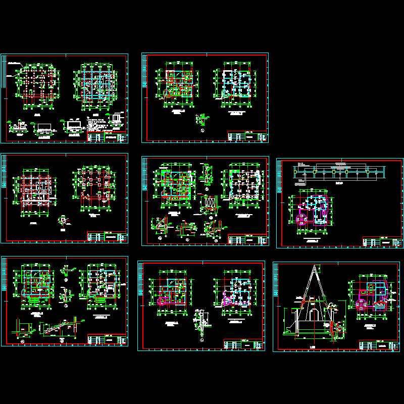 别墅结构设计CAD图纸(梁配筋图)(dwg)