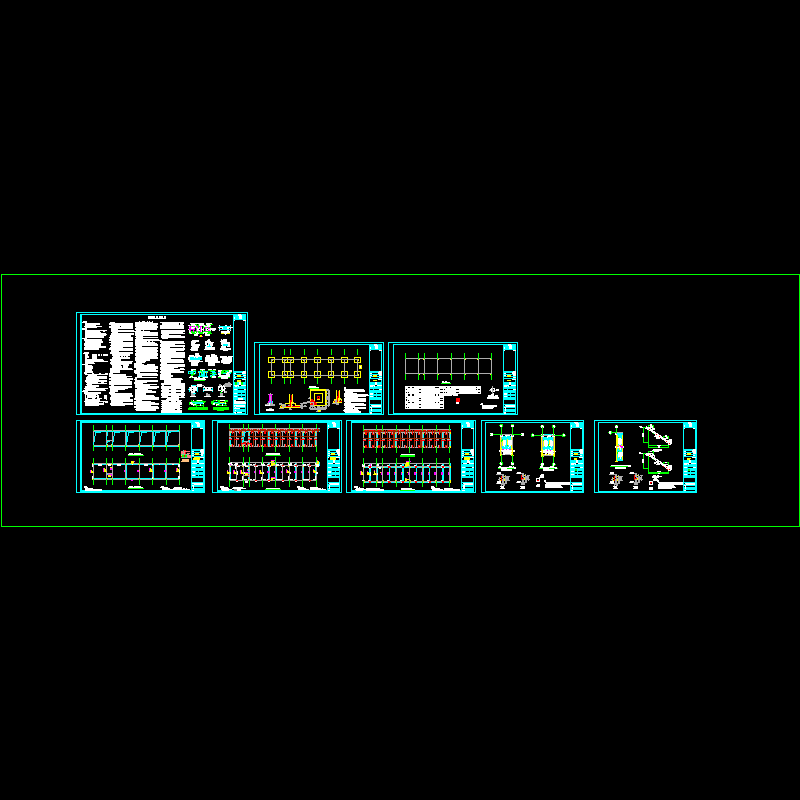 两层框架车库及器材库房结构CAD施工图纸(dwg)(7度抗震)(丙级桩基础)