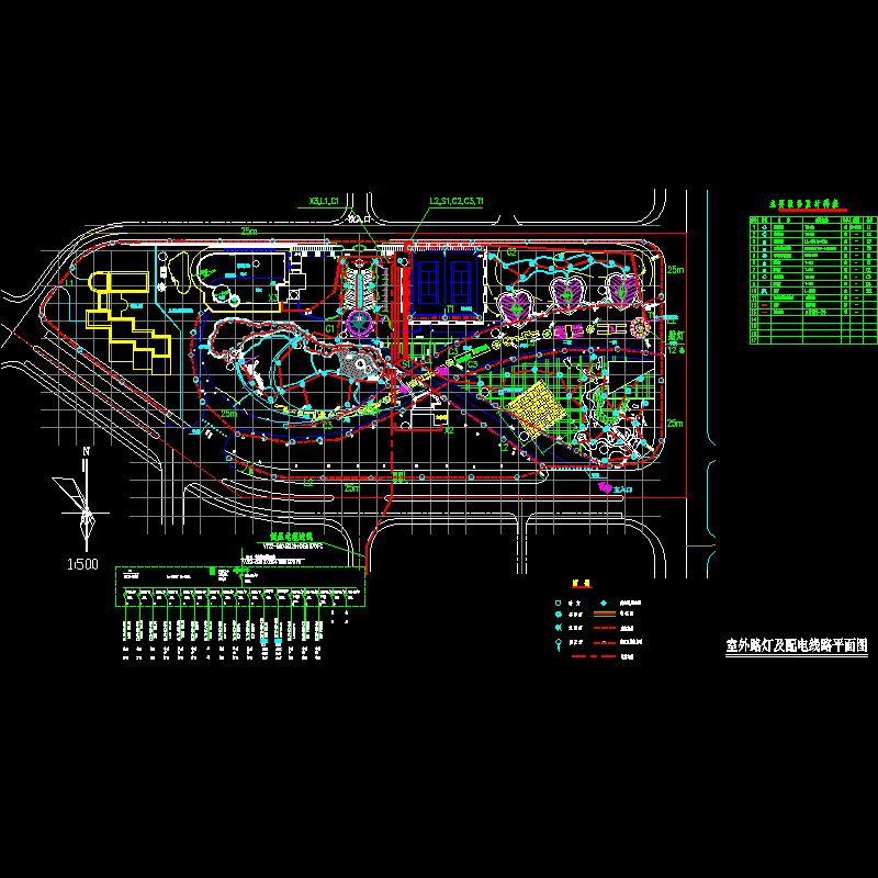 室外路灯及配电线路平面CAD图纸(dwg)