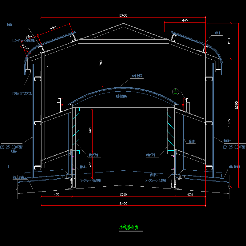 [CAD图]2.4X2.4M气楼(dwg)