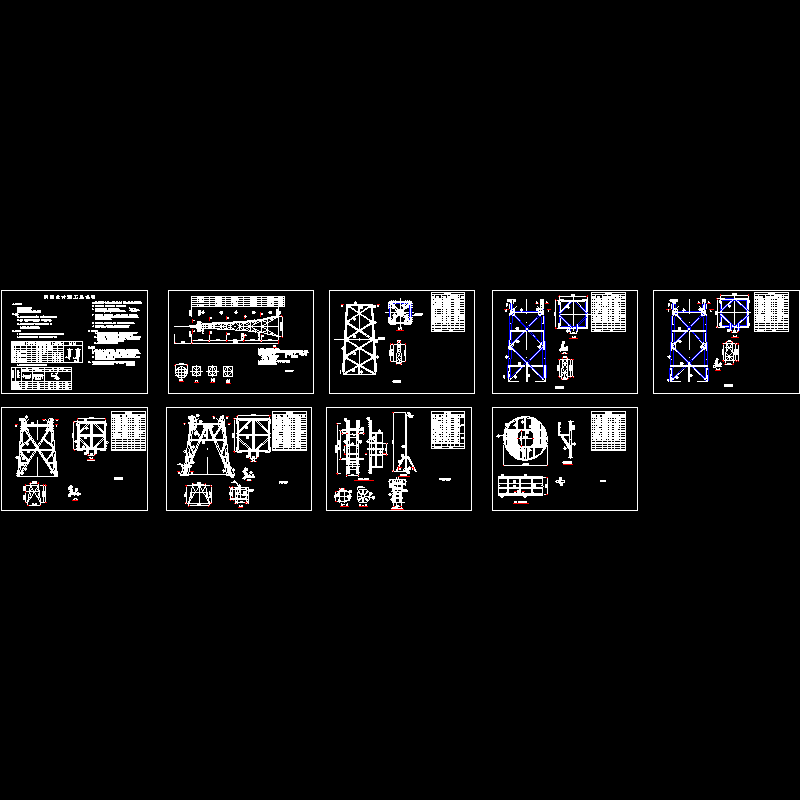 25m通信塔结构设计CAD施工图纸(dwg)